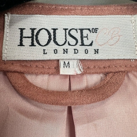 House Of CB Faux Suede Fringe Jacket Pink Women’s Medium Coastal Cowgirl Western - Picture 8 of 13